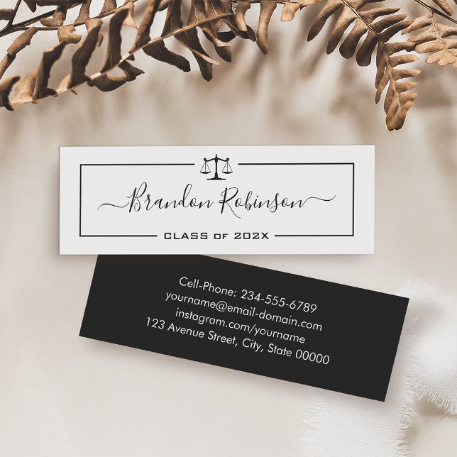 Justice Scale Logo Law School Graduate Graduation Mini Business Card (Creator Uploaded)