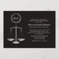 Justice Scale & Wreath Law School Graduation Inv
