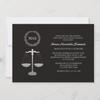 Justice Scale & Wreath Law School Graduation Inv