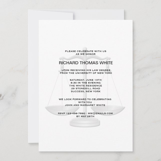 Justice Scale You Pick Background Colour Invitatio Invitation (Front)