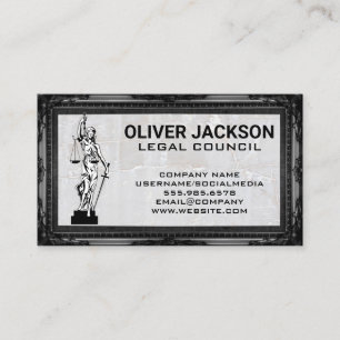 Justice Scales Antique Frame Marble Stone Business Card