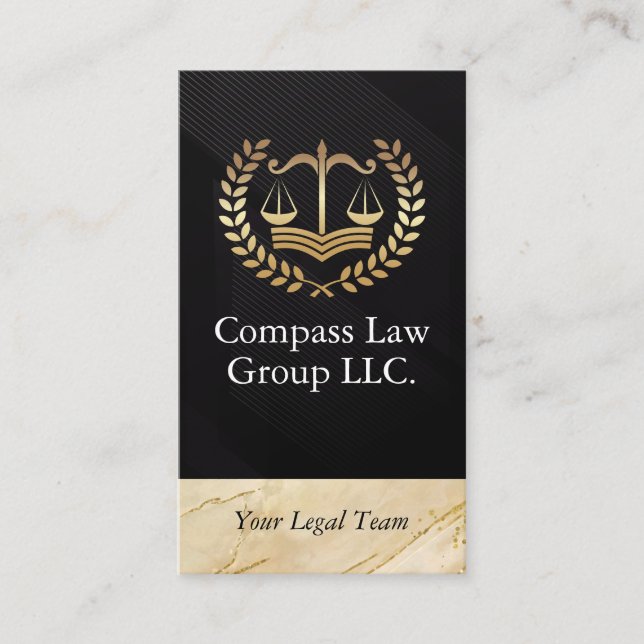 Justice Scales Gold Metallic Logo | Legal Appointment Card (Front)