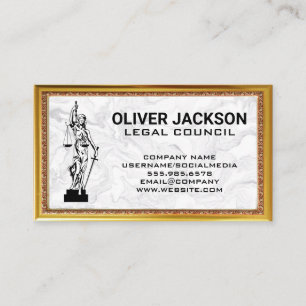 Justice Scales Marble Gold Marble Business Card