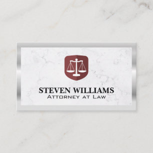 Justice Scales Marble Metal Border Business Card