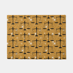 Justice Symbol Balanced Scales Golden Glitter Doormat