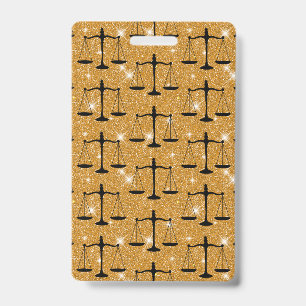 Justice Symbol Balanced Scales Golden Glitter ID Badge