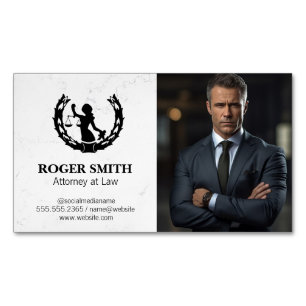 Justice System Logo Business Man Lawyer Magnetic Business Card