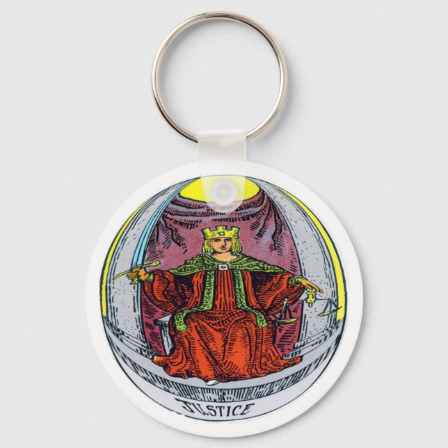Justice Tarot Card Key Ring (Front)