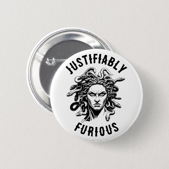 Justifiably Furious feat. Medusa 6 Cm Round Badge (Front & Back)
