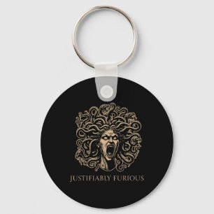 Justifiably Furious Medusa Greek Mythology Feminis Key Ring