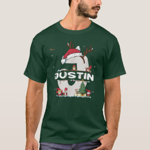 Justin Christmas Shirt w Justin Name for funny Xma