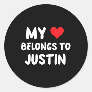 Justin - My Heart Belongs To Justin - Love Classic Round Sticker