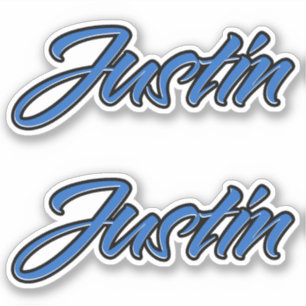 Justin name blue sticker Sticker Sticker Stickerse