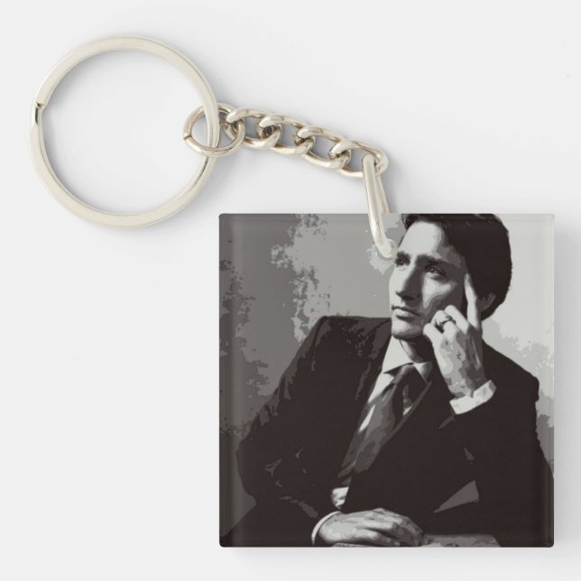 Justin Trudeau 2015 stylised Key Ring (Front)