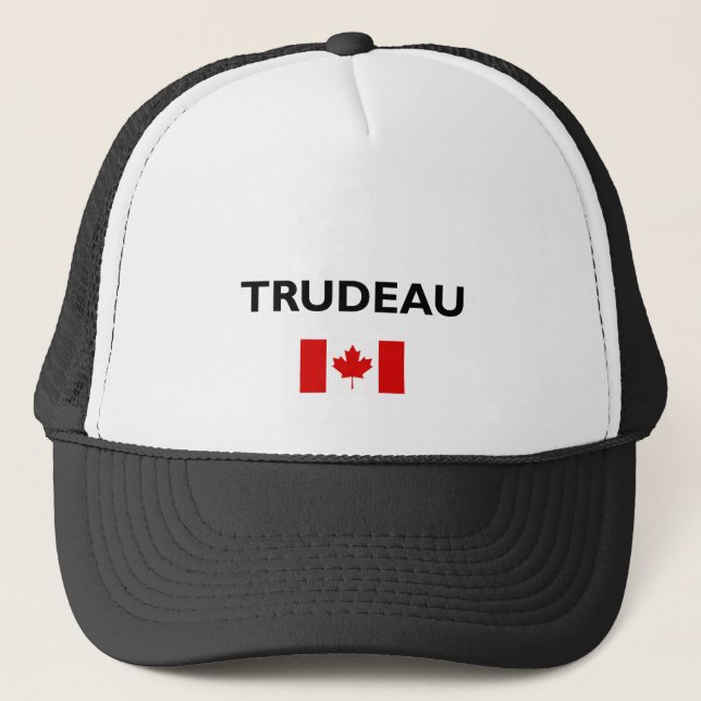 Justin Trudeau Canada Canadian Flag Light-Color Trucker Hat (Front)