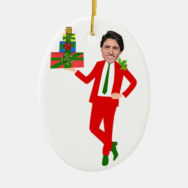 Justin Trudeau Ceramic Tree Decoration (Front)