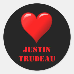 Justin Trudeau Cute Red Heart Love Red White Cool  Classic Round Sticker