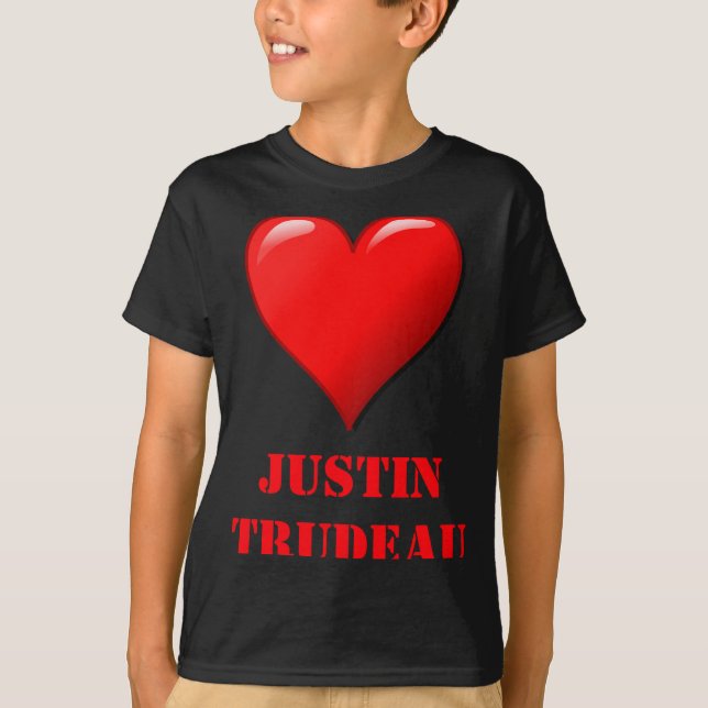 Justin Trudeau Cute Red Heart Love Red White Cool  T-Shirt (Front)