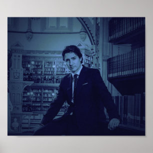 Justin Trudeau portrait 2014 in blue Poster