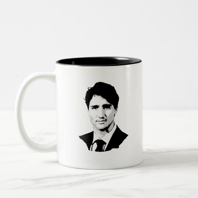Justin Trudeau Portrait Two-Tone Coffee Mug (Left)