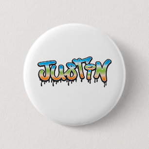 Justin Your Name graffiti 6 Cm Round Badge