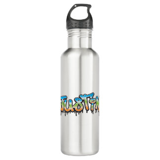 Justin Your Name graffiti 710 Ml Water Bottle