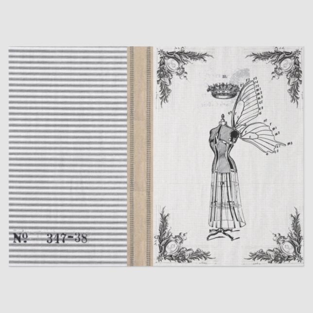 Jute Ticking Dress Form Fairy Tissue Paper (Front)