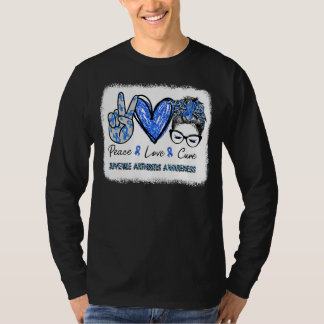 Juvenile Arthritis Awareness Blue Ribbon Peace Lov T-Shirt