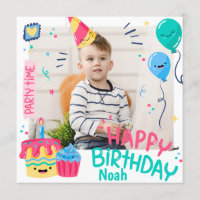 Juvenile Birthday Frame Photo Invitation