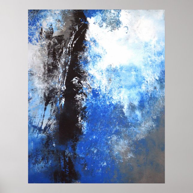 'Juvenile' Blue and Gray Abstract Art Poster (Front)