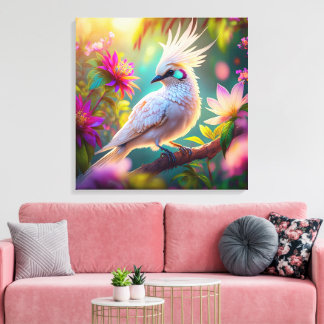 Juvenile Crested Blush Feather Dove Fantasy Bird Canvas Print