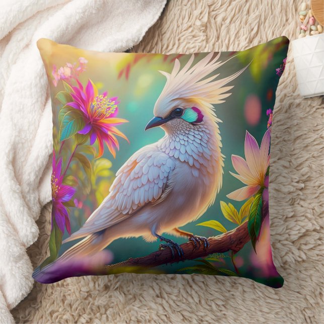 Juvenile Crested Blush Feather Dove Fantasy Bird Cushion (Blanket)