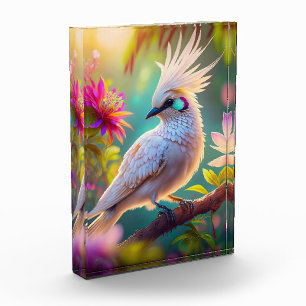 Juvenile Crested Blush Feather Dove Fantasy Bird Photo Block