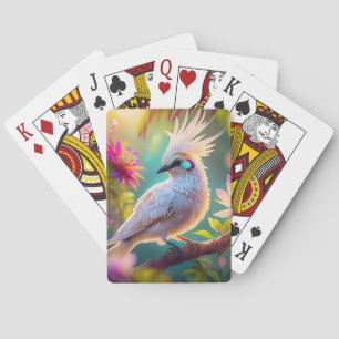 Juvenile Crested Blush Feather Dove Fantasy Bird Playing Cards