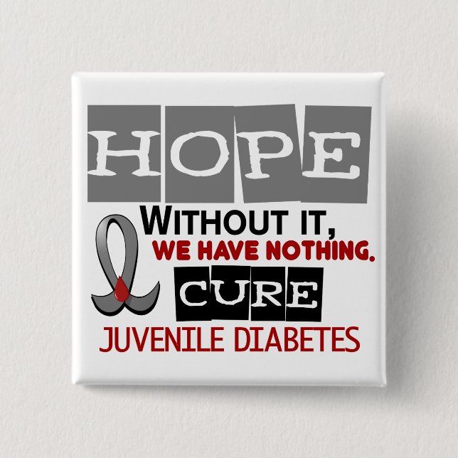 Juvenile Diabetes HOPE 2 15 Cm Square Badge (Front)