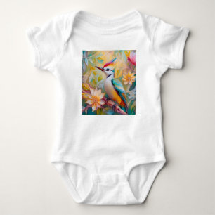 Juvenile Rainbow Woodpecker Fantasy Bird Baby Bodysuit