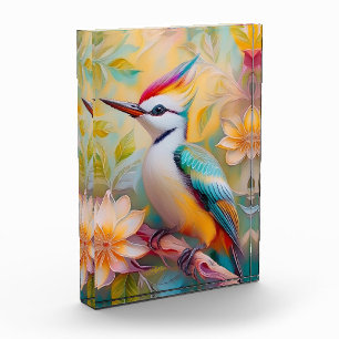 Juvenile Rainbow Woodpecker Fantasy Bird Photo Block