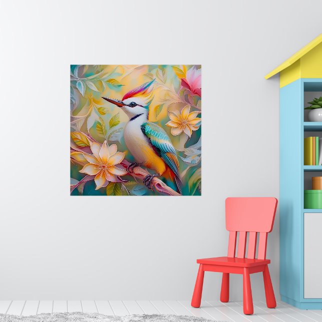 Juvenile Rainbow Woodpecker Fantasy Bird Poster (Nursery 1)