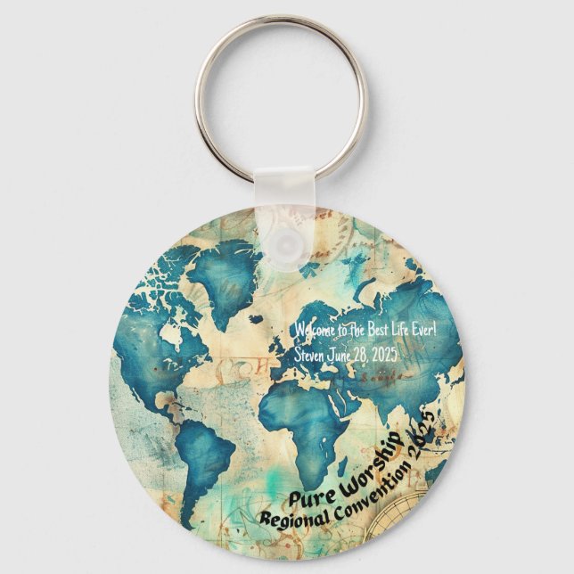 JW 2025 Pure Worship Baptism Keepsake Gift Key Ring (Front)