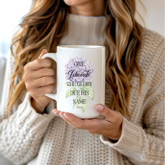JW 2025 Year Text Coffee Mug with Hydrangeas