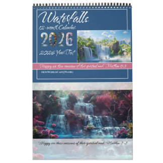 JW 2026 Calendar -Calming Waterfalls -Matthew 5:3