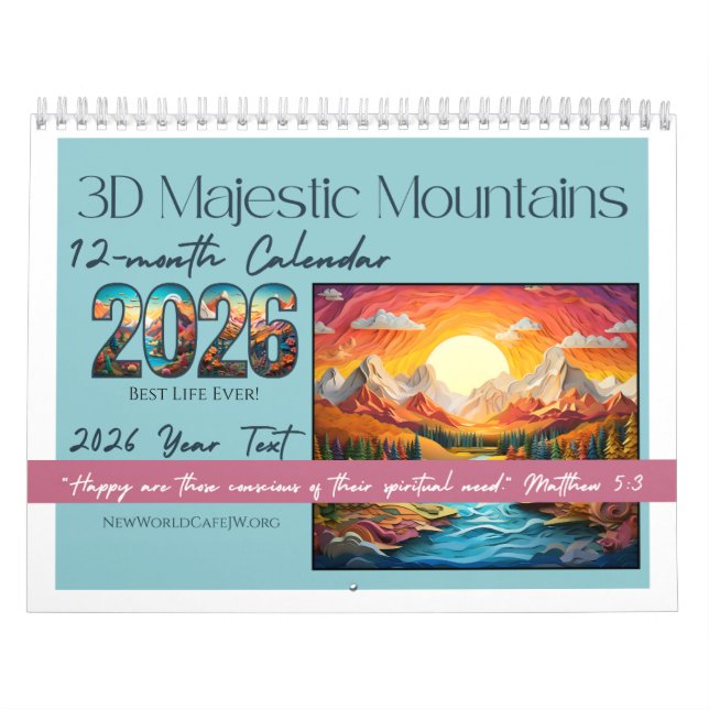 JW 2026 Year Text -3D Majestic Mountain 12-month Calendar (Cover)