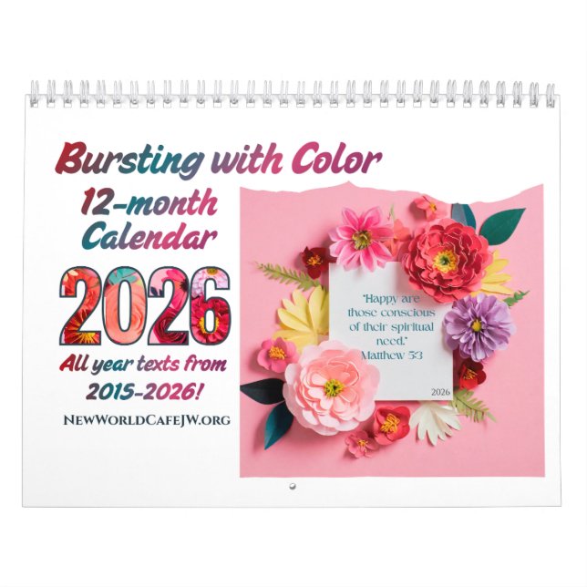 JW 2026 Year Text Calendar -Bursting With Color! (Cover)