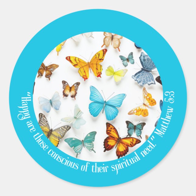 JW 2026 Year Text Colorful Butterflies Classic Round Sticker (Front)