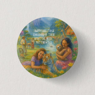 JW 2026 Year Text Matthew 5:3 Paradise Scene 3 Cm Round Badge