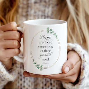 JW 2026 Year Text with Eucalyptus Matthew 5:3 Coffee Mug
