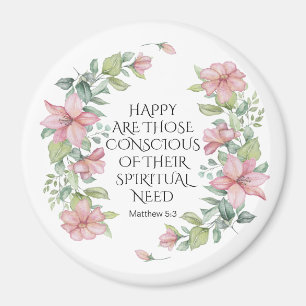 JW 2026 Year Text with Pink Watercolor Florals Magnet