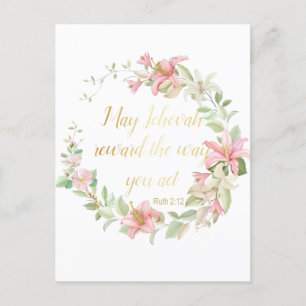 JW Baptism Gifts - Ruth 2:12 Postcard