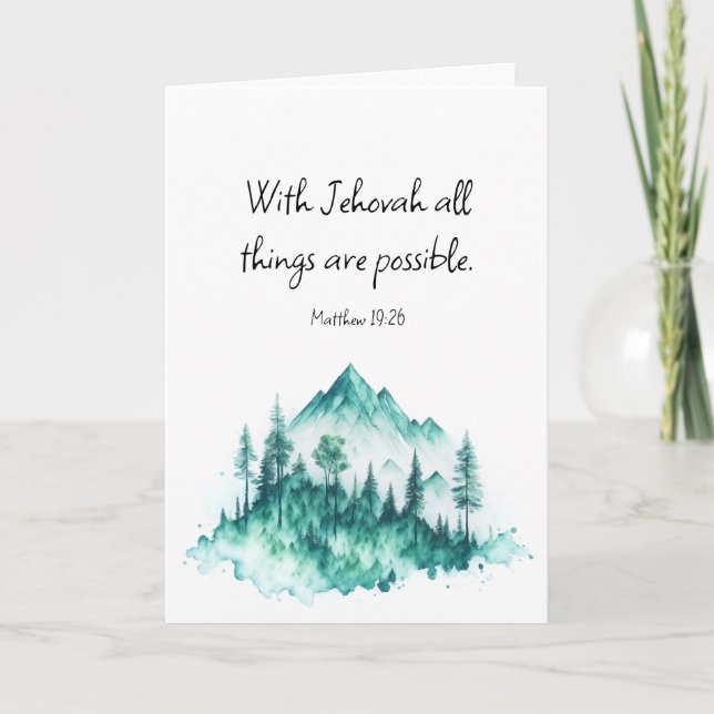 JW Card, Matthew 19:26 | JW Folded Greeting Card (Front)