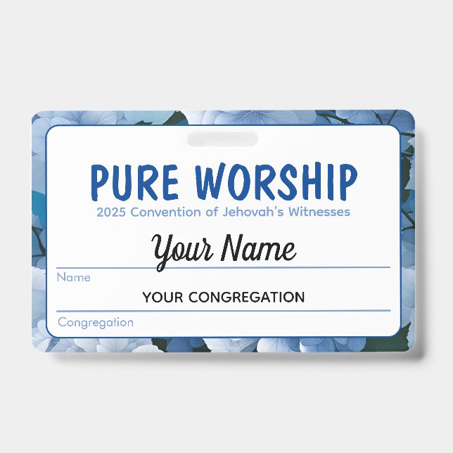 JW Keepsake Convention Badge Pure Worship ID Badge (Front)
